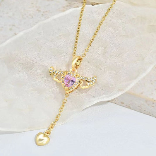Cupid Heart Angel Wings Necklace