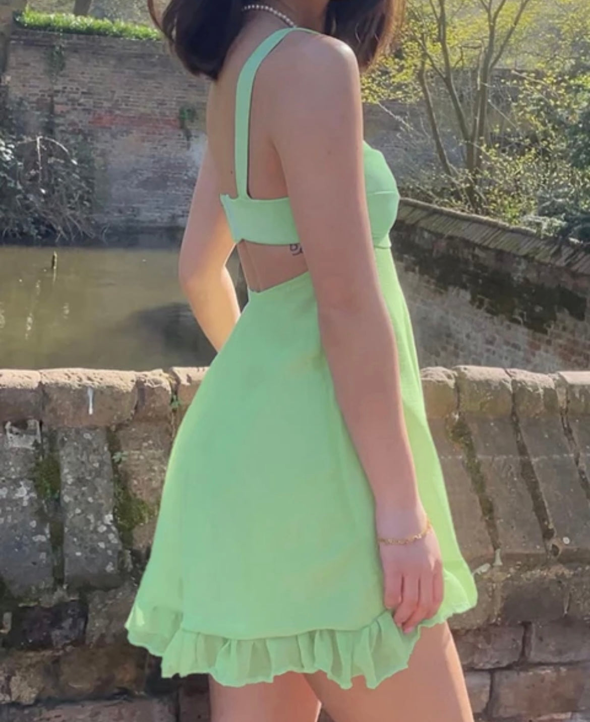 Pastel green mini dress