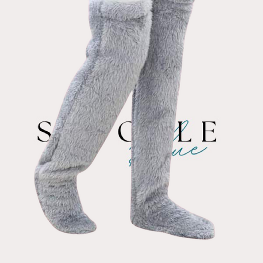 SnuggleBlue Knee High Fuzzy Slipper Socks