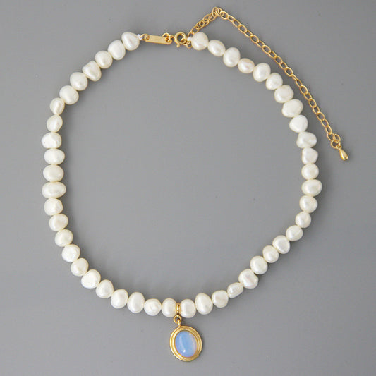 Victoria Vintage Style Pearl Moonstone Necklace